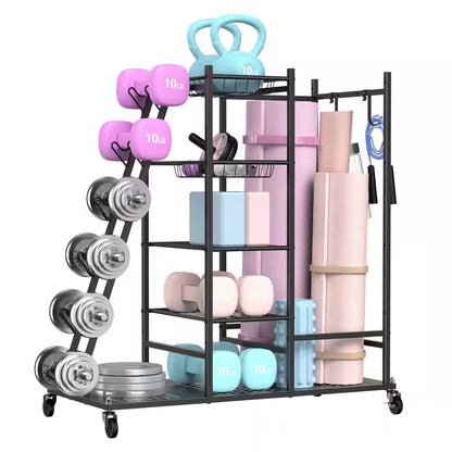 Multi-Weight Rack and Yoga Mat Storage Organizer