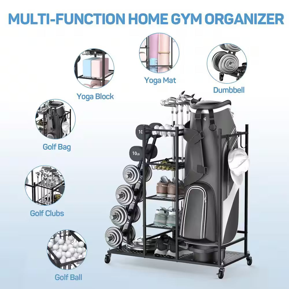 Multi-Weight Rack and Yoga Mat Storage Organizer