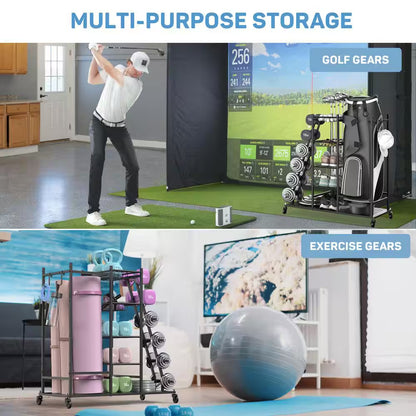 Multi-Weight Rack and Yoga Mat Storage Organizer